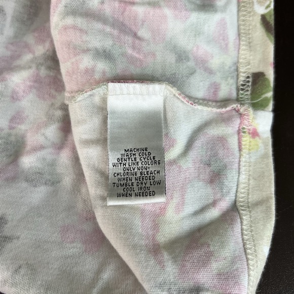 Rebecca Malone Woman 1X‎ Floral V-Neck T-Shirt Pink Green Beige Cotton Blend EUC - Picture 5 of 5